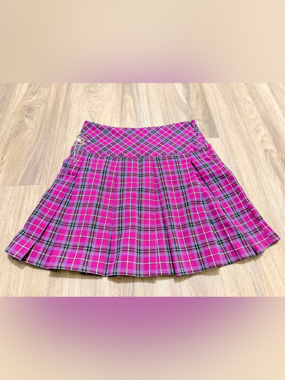 Pink Plaid Pleated Skirt - Women's Schoolgirl Style